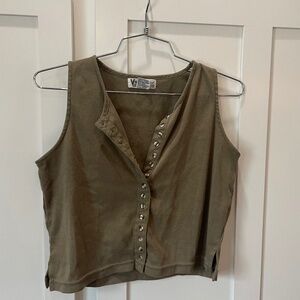 90s Button Up Cotton Crop Top Grunge  Small Medium